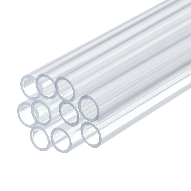 Uxcell Paquete de 10 Tubos Rígidos de Plástico Transparente 4.5mm ID x 6mm OD, Tubos Redondos de Policarbonato para Tubería de Agua de Acuario