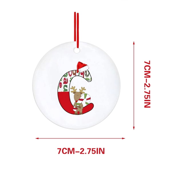 Decoraciones Del Árbol de Navidad con 26 Letras Del Alfabeto, Rojo Acrílico Fawn Colgante Ornamentos para el Hogar, Decoración Personalizada Del Árbol de Navidad para la Temporada de Vacaciones