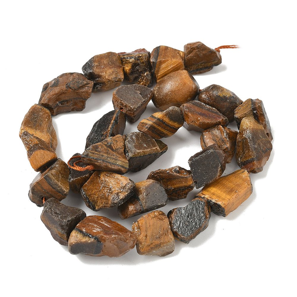 Raw Rough Natural Tiger Eye Beads Strands 6~24x7~16x4~10mm Hole: 1mm 25~38pcs/strand 15.35~15.94''(39~40.5cm)