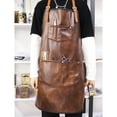 thumbnail image 6 of Apron for Men Women Waterproof Leather Apron with Pockets Cross-Back Straps for Kitchen BBQ Cooking Barber Barista Apron Handworking, 6 of 7