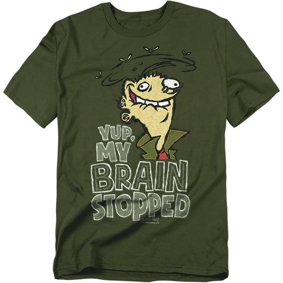 Ed, Edd n Eddy Brain Dead Ed Mens Short Sleeve Shirt MILITARY GREEN
