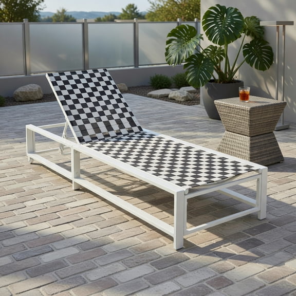 Resenkos Outdoor Chaise Lounge Chair, Outdoor Adjustable Patio Chaise Lounge Chair with Wheels and Sturdy Metal Frame, Portable Recliner for Lawn Garden Beach Yard