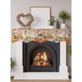 thumbnail image 2 of Orange Fall Fireplace Mantel Scarf Cover 60"Wx17"L,Fireplace Mantel Shelf Top Runner,Thanksgiving Orange Blue Pumpkins Botanical Mantle Dresser Scarves Table Runner for Holiday Party Living Room, 2 of 6