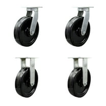 12 Inch Extra Heavy Duty Phenolic Wheel Caster Set 2 Swivel Locks 2 Rigid SCC