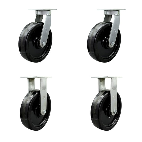 12 Inch Extra Heavy Duty Phenolic Wheel Caster Set 2 Swivel Locks 2 Rigid SCC