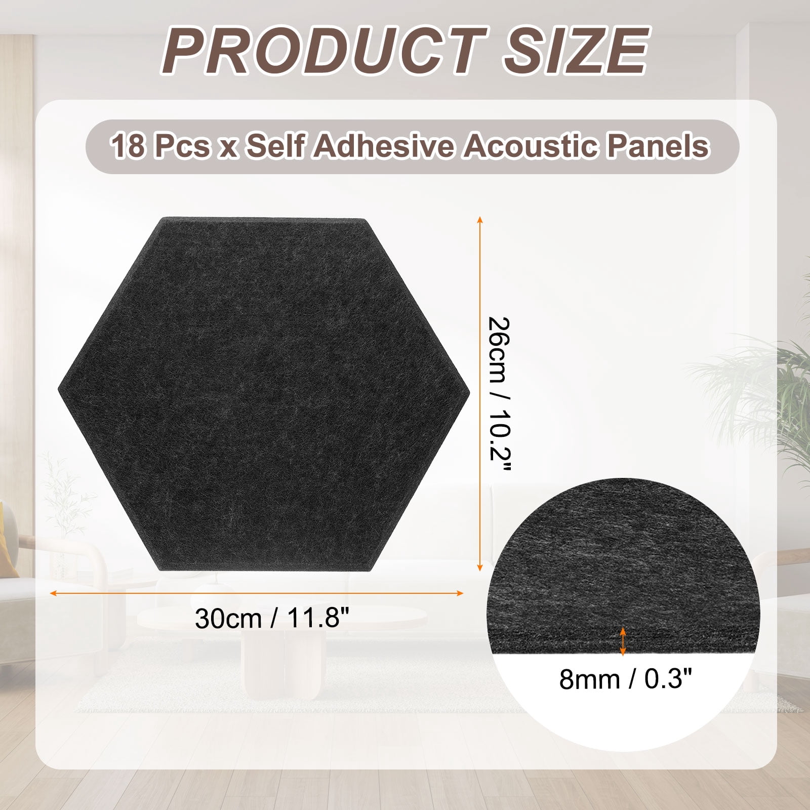 Uxcell 18pcs Acoustic Panels 10.2" x 11.8" x 0.3" Hexagon Self Adhesive Sound Proof Wall Panels High Density Sound Deadening Foam Panel for Home Office Recording Room Studio, Black