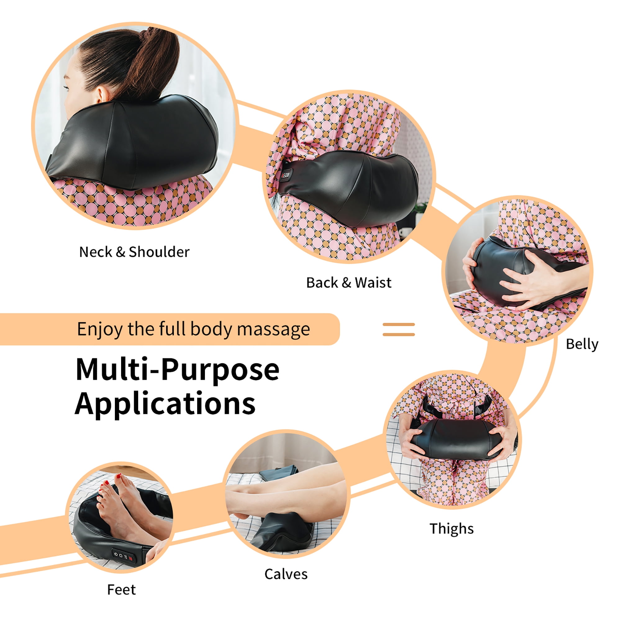 Costway Shiatsu Neck Back Shoulder Massager W/ Heat Deep Tissue 3d-kneading  : Target
