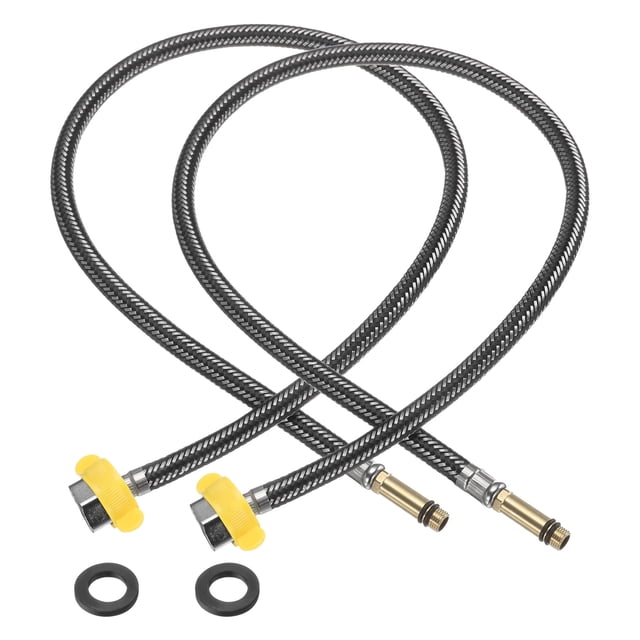 2Pcs 31" Conectores de Líneas de Suministro de Grifo G1/2 Rosca de Compresión Hembra x Conector Macho M10 para Cocina (Negro)
