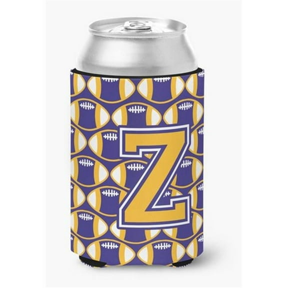 Letter Z Football Purple & Gold Can or Bottle Hugger
