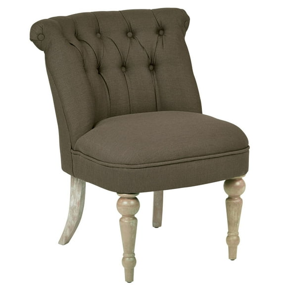 Aubrey Tufted Side Chair With Klein Otter Fabric and Solid Wood Legs
