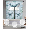 thumbnail image 2 of Coastal Whale Swag Curtains for Living Room/Bedroom Windows, Nautical Ocean Shells Seaweed Coral Kitchen Curtains and Valances Set 36 Inch Length, Light Filtering Swags Valance Curtain Panels, 2 of 5