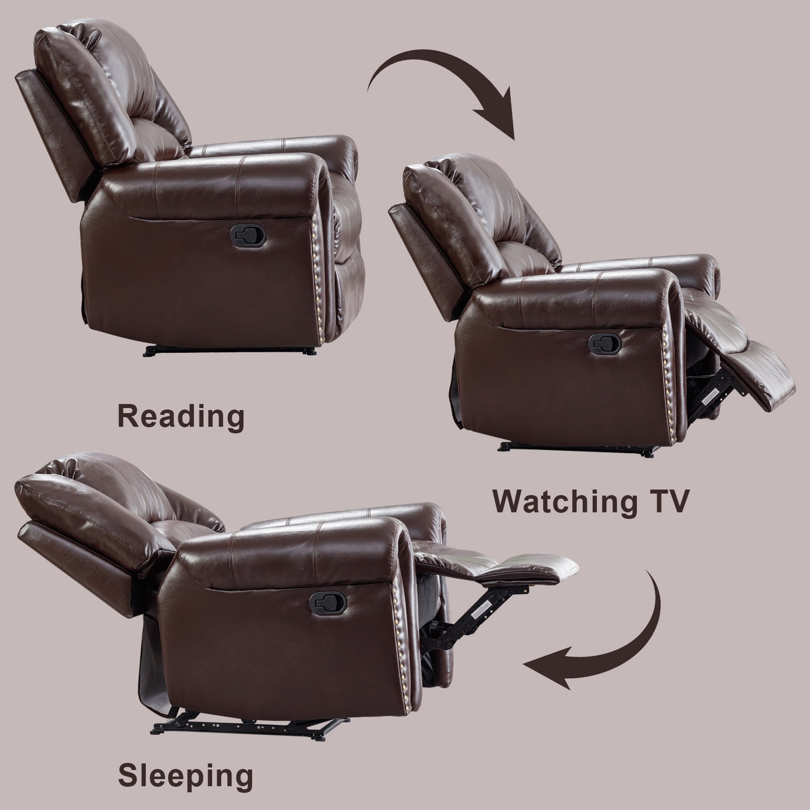 Bonzy Home Recliner Vintage Reclining Chair Sofa for Living Room Bedroom
