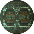 thumbnail image 1 of Ahgly Company Indoor Round Persian Turquoise Blue Traditional Area Rugs, 3' Round, 1 of 4