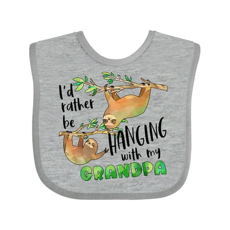 

Inktastic Id Rather Be Hanging with My Grandpa- Cute Sloths Gift Baby Boy or Baby Girl Bib