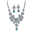 thumbnail image 1 of Lady Rhinestone Butterfly Teardrop Dangle Bib Necklace Stud Earrings Jewelry Set, 1 of 5