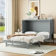 thumbnail image 3 of Harper & Bright Designs Queen Murphy Bed Wall Bed with Gold Leg, Queen Size Cabinet Bed Folding Wall Bed with Frosted Glass Doors Design and Fake Drawers, Gray, 3 of 12