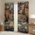 thumbnail image 2 of Castle Fairy Boys Girls Flowers Safari Leopard Black Out Curtains,Chic Floral Animal Cheetah Curtains Pack of 2 (42x63 Each),Retro Vintage Aesthetic Bedroom Curtains,Microfiber Bedroom Decor, 2 of 6