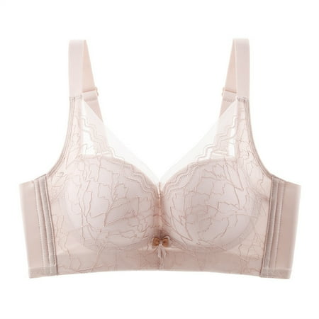 Lisbinx Bras for Women Full Coverage Woman s Lace Embroidered Glossy Comfortable Breathable Bra Underwear No Rims Holiday Deals