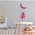 thumbnail image 2 of GIRLY - Pink Floral Dress Young Girl Silhouette Decoration Lady In A Moon Crescent Swing Design Kids Girls Bedroom Vinyl Wall Decal - Home Art Easy To Apply Night Sky Wall Sticker 16" x 40", 2 of 3
