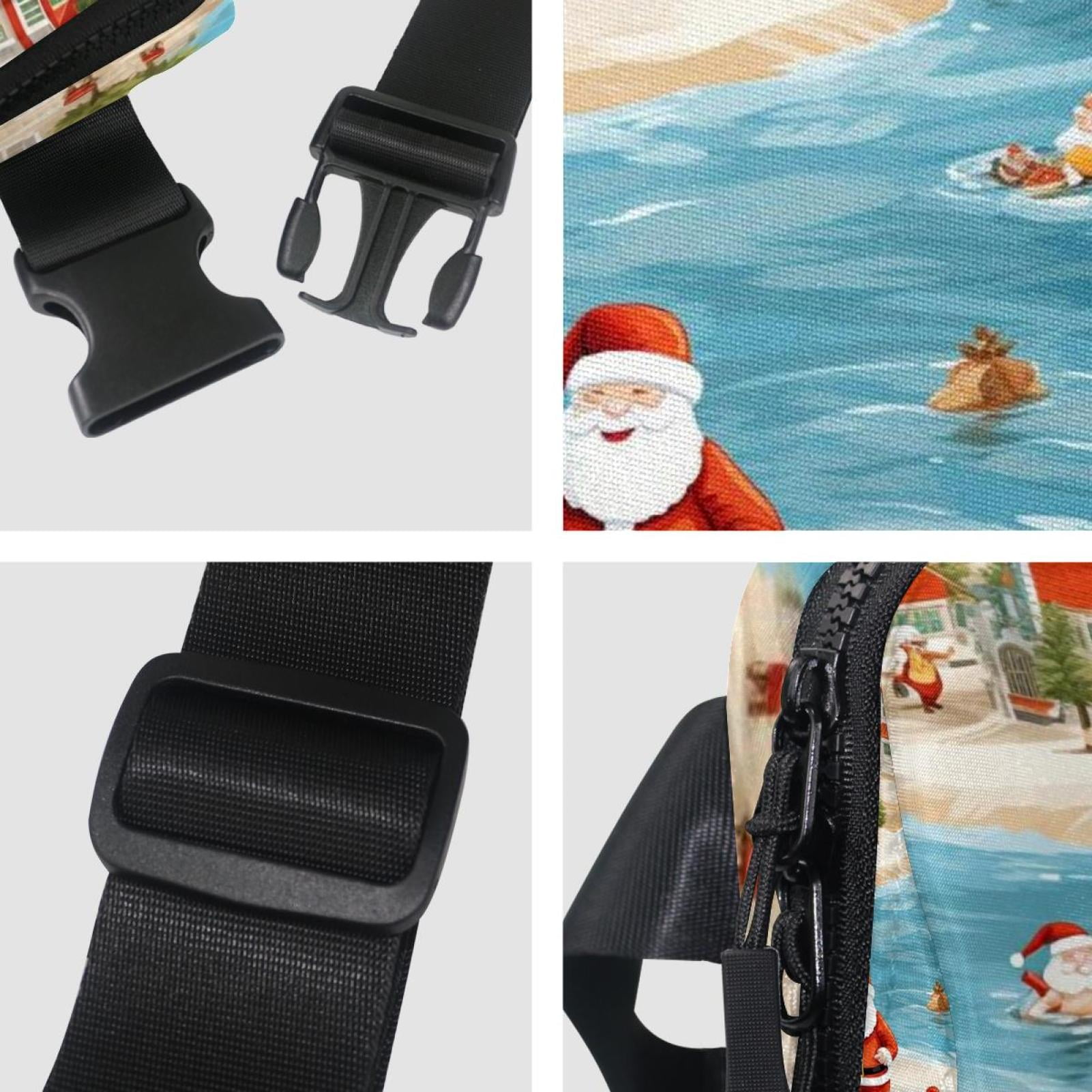 Santa Claus Lightweight Adjustable Fanny Bag Running Belt Waist Pack with Extension Strap Unisex
