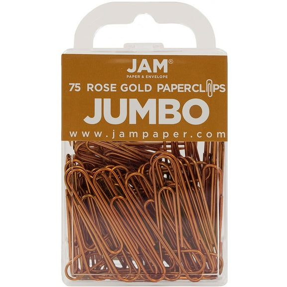 JAM Paper Jumbo Paper Clips, Rose Gold, 75/Pack, Large