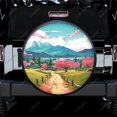 thumbnail image 1 of Mountain with Blossom Pattern Polyester Universal Spare Wheel Tire Cover Wheel Covers for Trailer RV SUV Truck Camper, 1 of 5