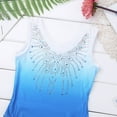 thumbnail image 6 of JanJean Kids Girls One Piece Ballet Dance Gymnastic Leotard Sleeveless V-Neck Shiny Rhinestone Blue 6, 6 of 7