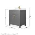 thumbnail image 5 of Wyndham Collection Beckett 30" Wood Single Bathroom Vanity in Dark Gray/Gold, 5 of 6