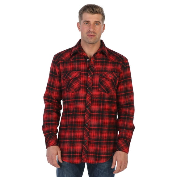 Gioberti Men's Western Brushed Flannel Plaid Checkered Shirt w/ Snap-on Button