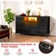 thumbnail image 2 of 8-cajón mesa de TV con power outlet & led long cómoda con wood top para 55in tv ideal para para dormitorio sala de estar o closet almacenamiento, 2 of 5