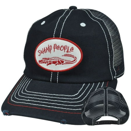 Swamp People Alligator History Channel Distressed Ripped Mesh Snapback Hat Cap