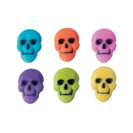 Skull Molded Sugar Cake/Cupcake Decorations - 12 ct