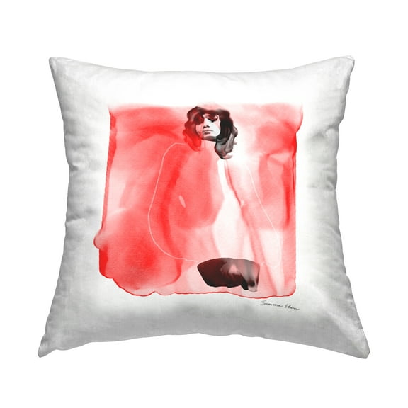 Stupell Industries Trendy Glam Red Portrait Square Decorative Printed Throw Pillow, 18 x 18