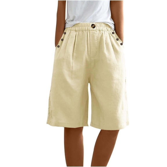 JJHGVB Womens Linen Shorts Wide Leg Shorts for Women Pedal Pushers for Women Summer Shorts Dress Shorts for Women Resort Wear for Women 2026 Beach Boho Casual Pants 2026 Vacation Outfit Beige L