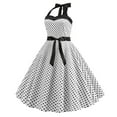 thumbnail image 4 of Jamsmile Womens Rockabilly Dress Summer Halter Polka Dot Strapless High Waist Vintage Hanging Neck Dress, 4 of 5