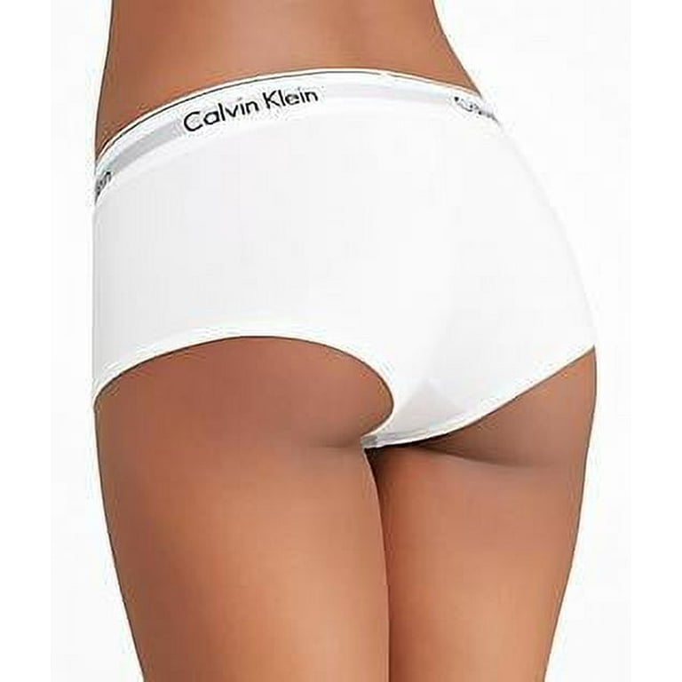 Calvin Klein Women's Regular Modern Cotton Boyshort Panty, White, Small 