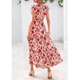 thumbnail image 2 of Vestido midi PRETTYGARDEN 2025 con estampado floral con cuello en V y volantes para mujer, 2 of 9