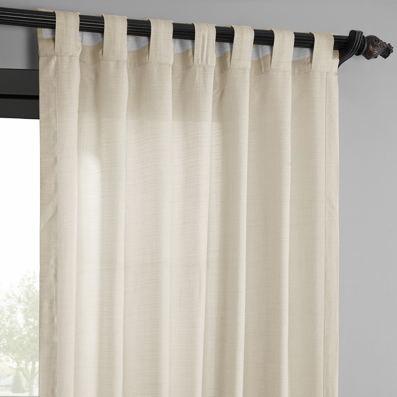 Half Price Drapes Ivory Raw Linen Weave Light Filtering Curtains for Bedroom (2 Panel), 50W X 108L
