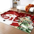 thumbnail image 3 of Christmas Red Snowman Area Rug 2x3ft Winter Snowflakes Tree Red Plaid Non-Slip Washable Square Rugs Soft Felt Indoor Floor Mat for Bedroom Kitchen Living Room Bathroom, 3 of 8