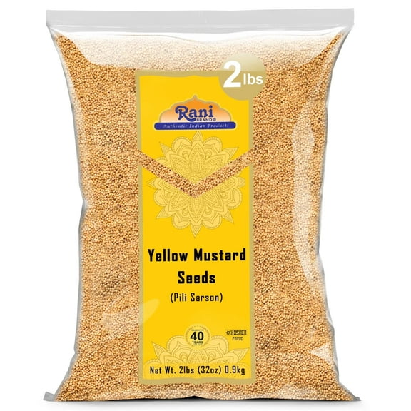 Rani Yellow Mustard Seeds Whole Spice 32oz (2lbs) 908g ~ Ideal for Pickling, Dressing and Making Ground Mustard for Cooking, All Natural | Vegan | Gluten Friendly | NON-GMO | Kosher | Indian Origin