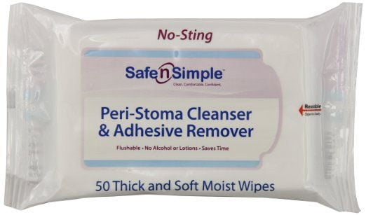 Safe N' Simple Peri-Stoma Adhesive Remover Wipes 5 x 7 , 50 Count per ...