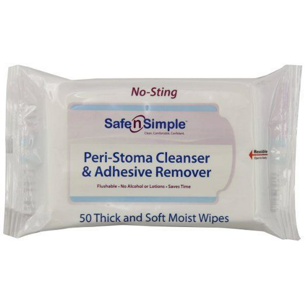 Safe N' Simple PeriStoma Adhesive Remover Wipes 5 x 7 , 50 Count per