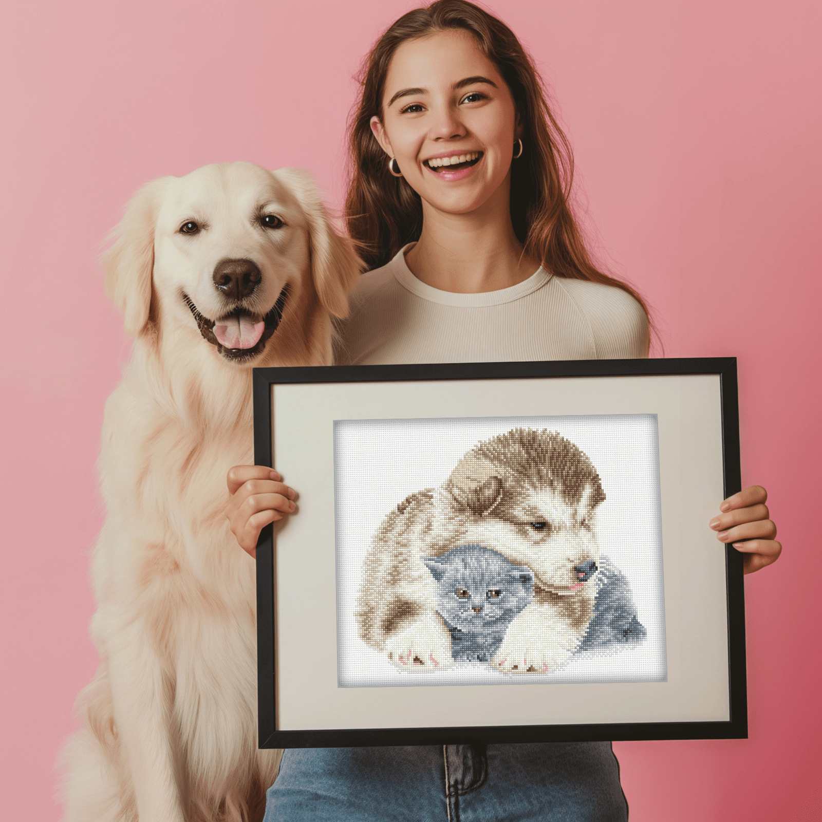 Diamond Dotz Besties Puppy Diamond Painting Kits for Adults - Diamond Art Kits a Relaxing Creative Craft Kit with Dotz Gems 13"x16.1"