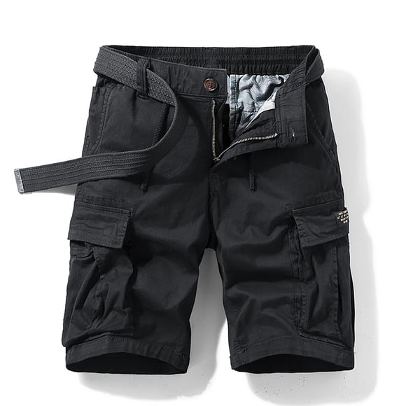 cllios Mens Cotton Casual Cargo Shorts Lightweight Elastic Waist Work Shorts Outdoor Work Shorts Straight Leg Hiking Shorts with Multi Pockets