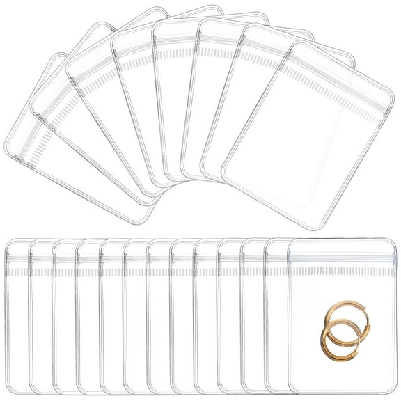 WRISTBIQUE 200Pcs Small Clear Jewelry Pouches Transparent PVC Self Sealing Bags for Jewelry Packaging