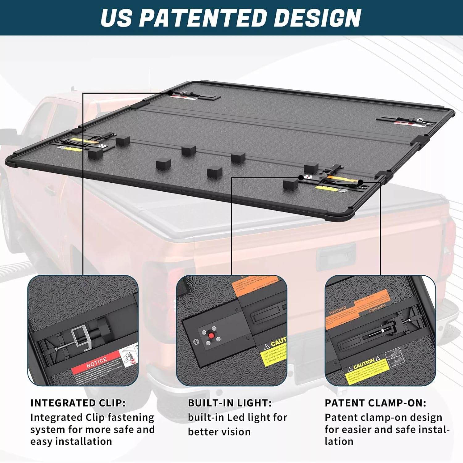 HOUGEET 5FT Tri-Fold Hard Truck Bed Tonneau Cover Fit for 2020-2025 Jeep Gladiator On Top (60inch) All Weather