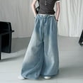 thumbnail image 5 of Extra Wide Leg High Waist Jeans for Women – Loose Fit Casual Denim Trousers with Elastic Waist, Pockets, Plus Size Korean Style Summer Outfit, 5 of 7