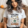 thumbnail image 2 of Dead Tired But Still Glowing Ghost Graphic Tee Unisex T-Shirt, Navy, Size 3XL, 2 of 6
