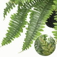 thumbnail image 4 of GnFlus Artificial Fern Plants Hanging Greenery Faux Ferns with Basket 25"Boston Fern 31 Leaves Fake Fern Indoor Outdoor Potted Plants bathroom Home Office Decor, 4 of 5