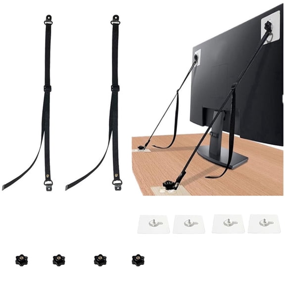 2 Pack Adjustable TV Safety Straps, No-Drill Adhesive Anti-Tip Furniture Anchors, Anti-Tip Safety Straps for Flat Screens, Cabinet, Stand & Desk